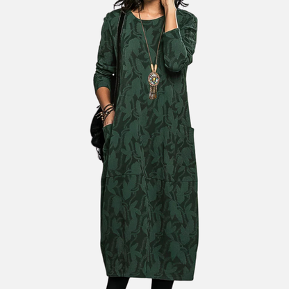 Women's Long Sleeve Abstract Maxi Dress