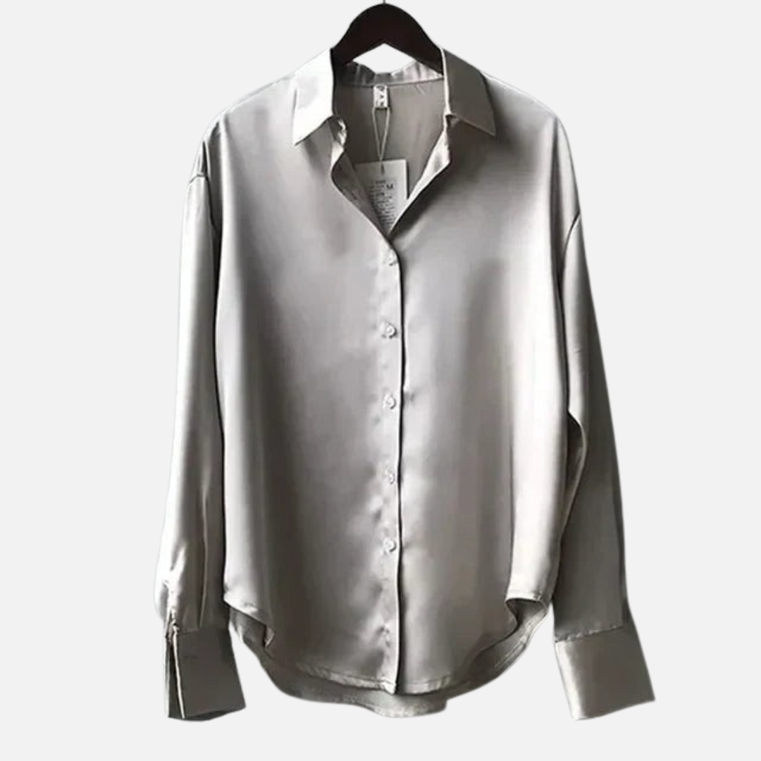 Women’s Satin Button-Up Blouse