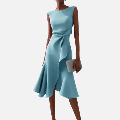 Women's Elegant Ruffle Cocktail Midi Dress