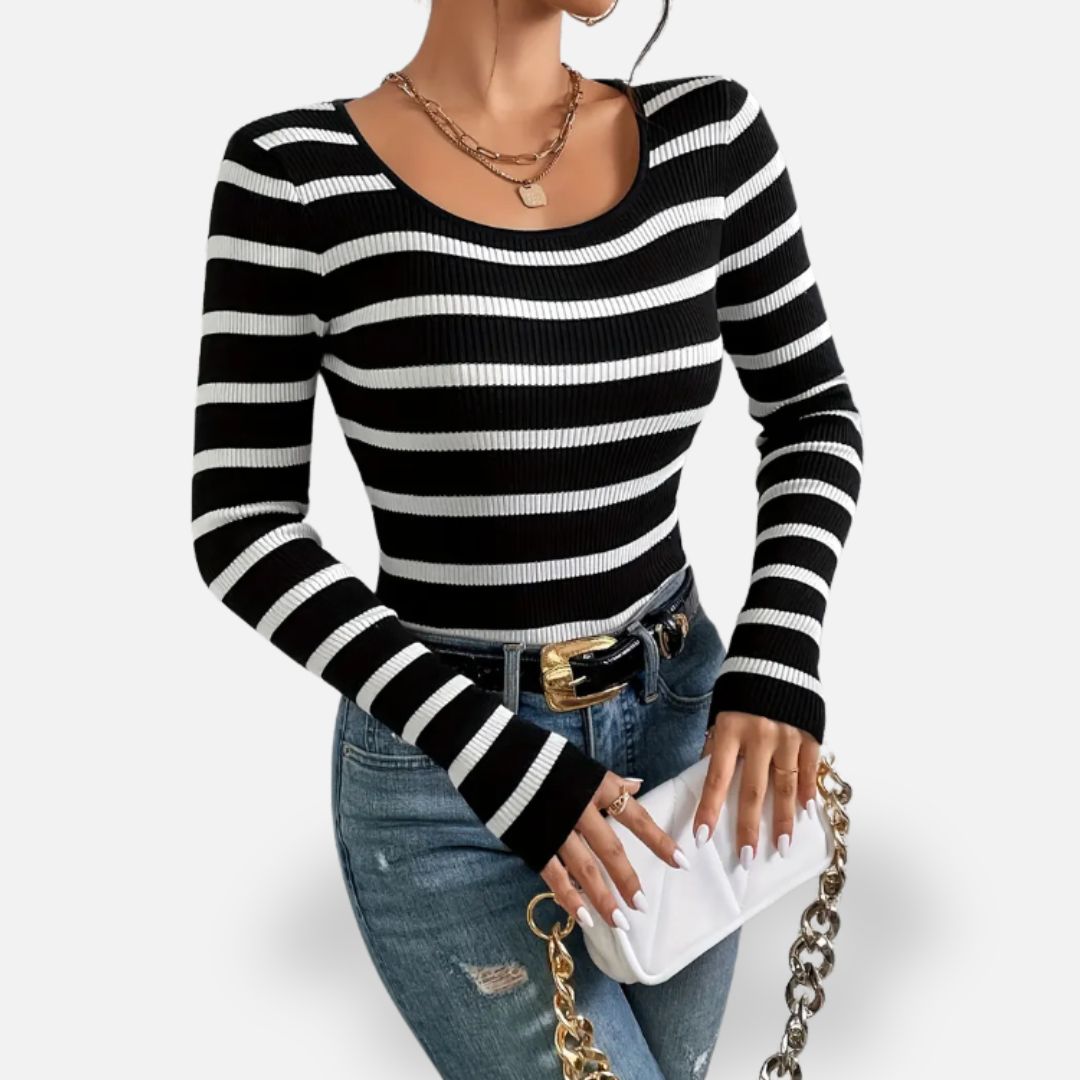 Elara | Women’s Long Sleeve Striped Shirt