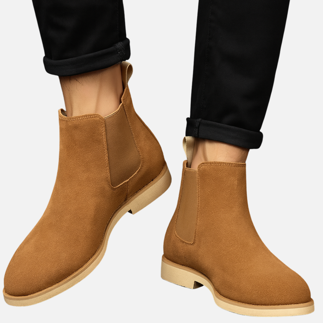 Men’s Suede Boots –  Classic Ankle Boots with Chelsea Heel