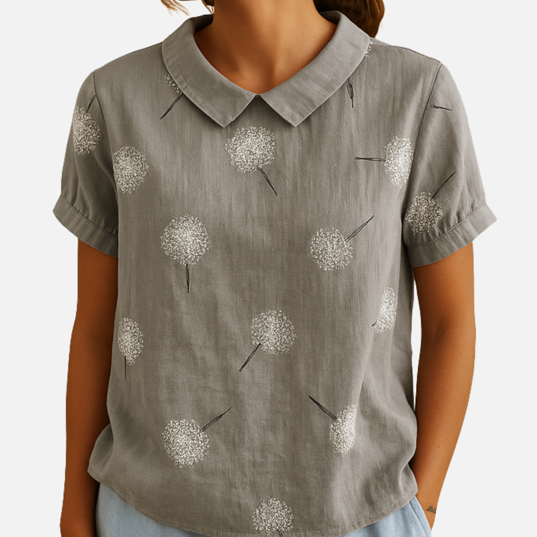 Women’s Floral Print Short Sleeve Blouse – Casual Top