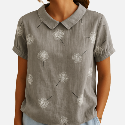 Women’s Floral Print Short Sleeve Blouse – Casual Top