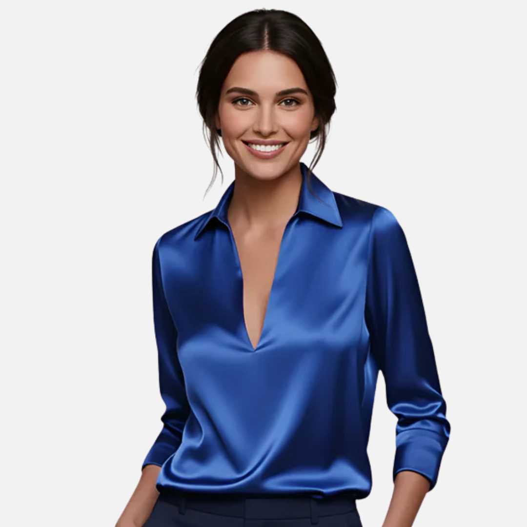 Women's Elegant Silk V-Neck Blouse