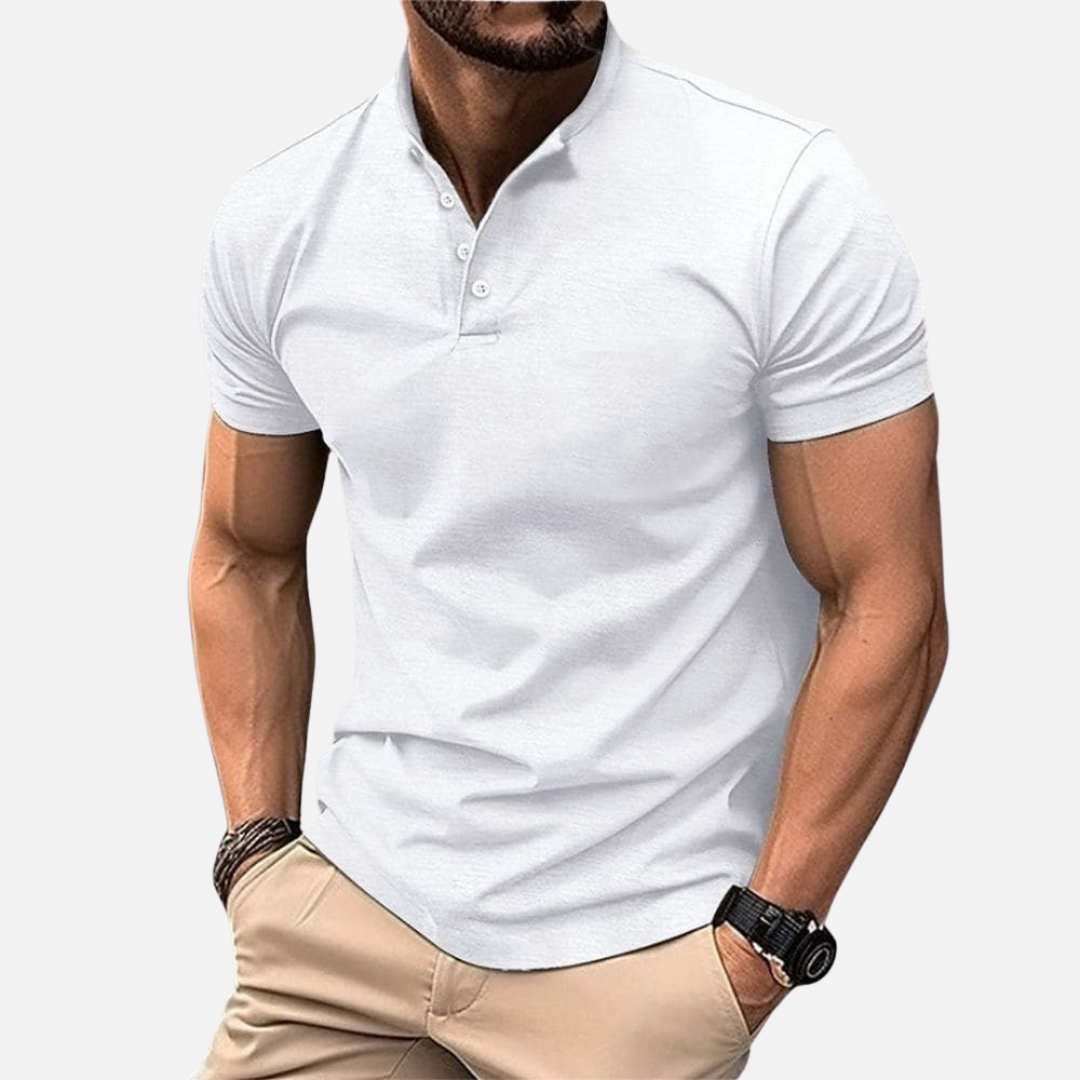 Men's Slim Fit Henley Polo Shirt