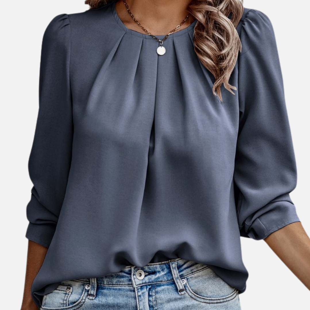 Women’s Elegant Pleated Neck Blouse