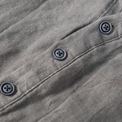 Men's Short Sleeve Linen Polo Henley Shirt