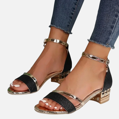 Women's Glitter Low Heeled Sandals