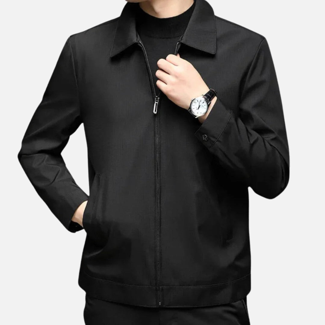 Men’s Casual Black Jacket – Zipper Closure