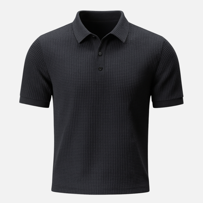 Men’s Textured Polo Shirt – Premium Waffle Knit Short Sleeve