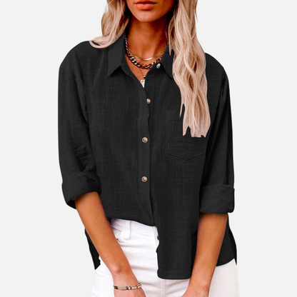 Women's Button-Down Linen Blouse