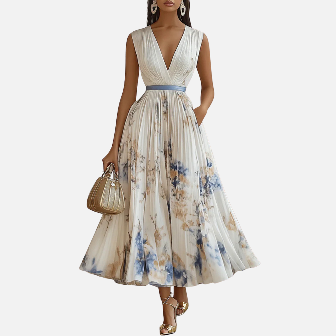 Women's Pleated Floral Maxi Dress