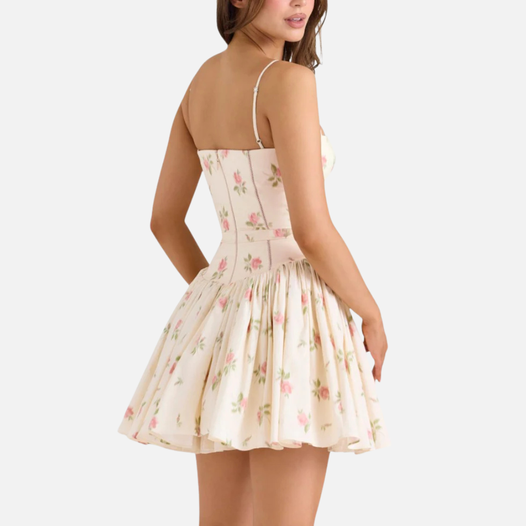 Women's Floral Corset Mini Dress - A-Line Summer Party Sundress