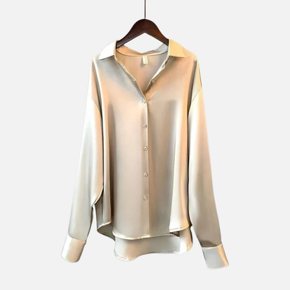 Women's Satin Button-Down Long Sleeve Shirt
