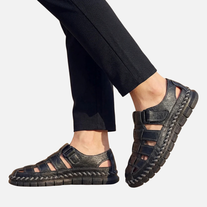 Men's Stitched Leather Orthopedic Open Sandals
