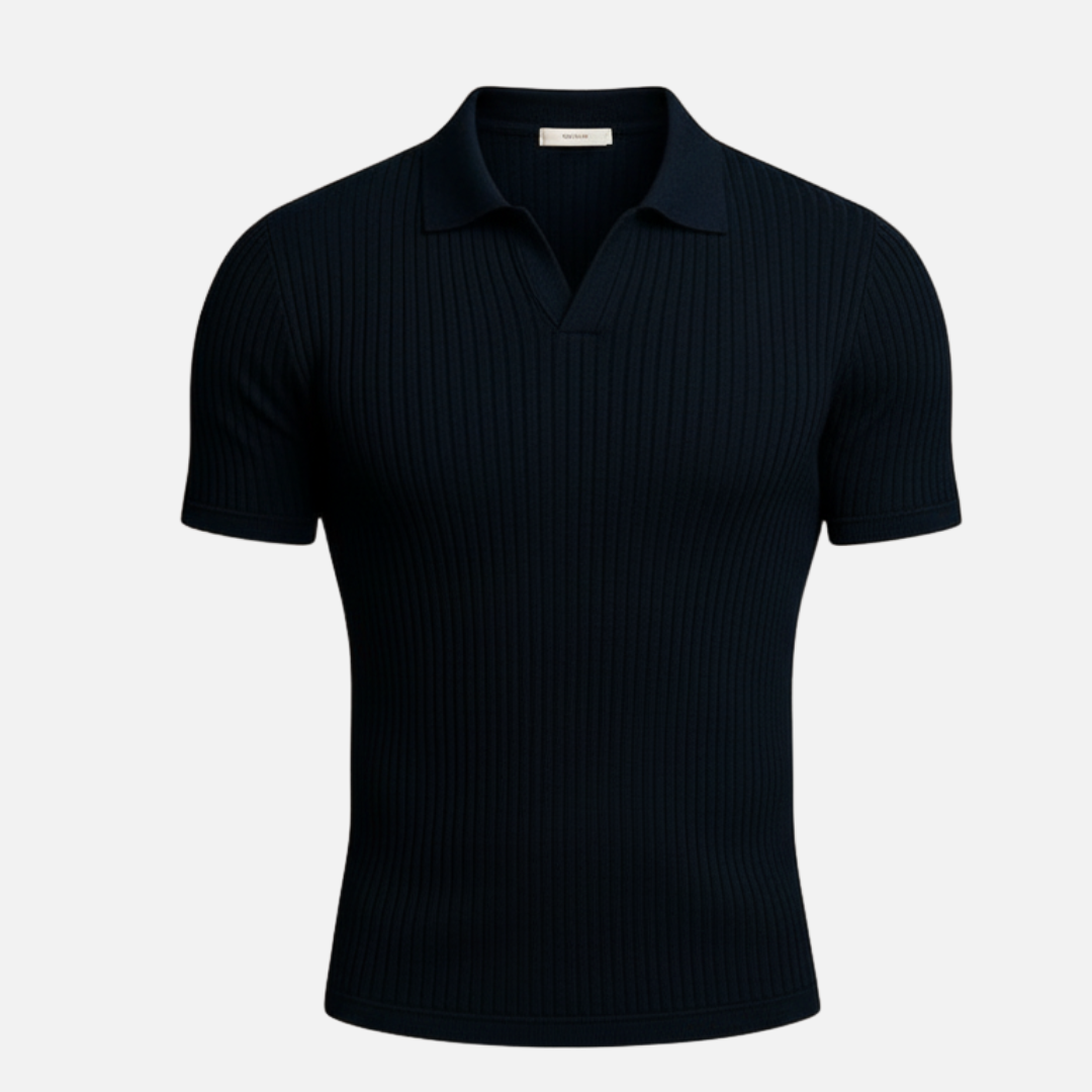 Men’s Slim Fit Ribbed Polo Shirt – Short Sleeve Polo