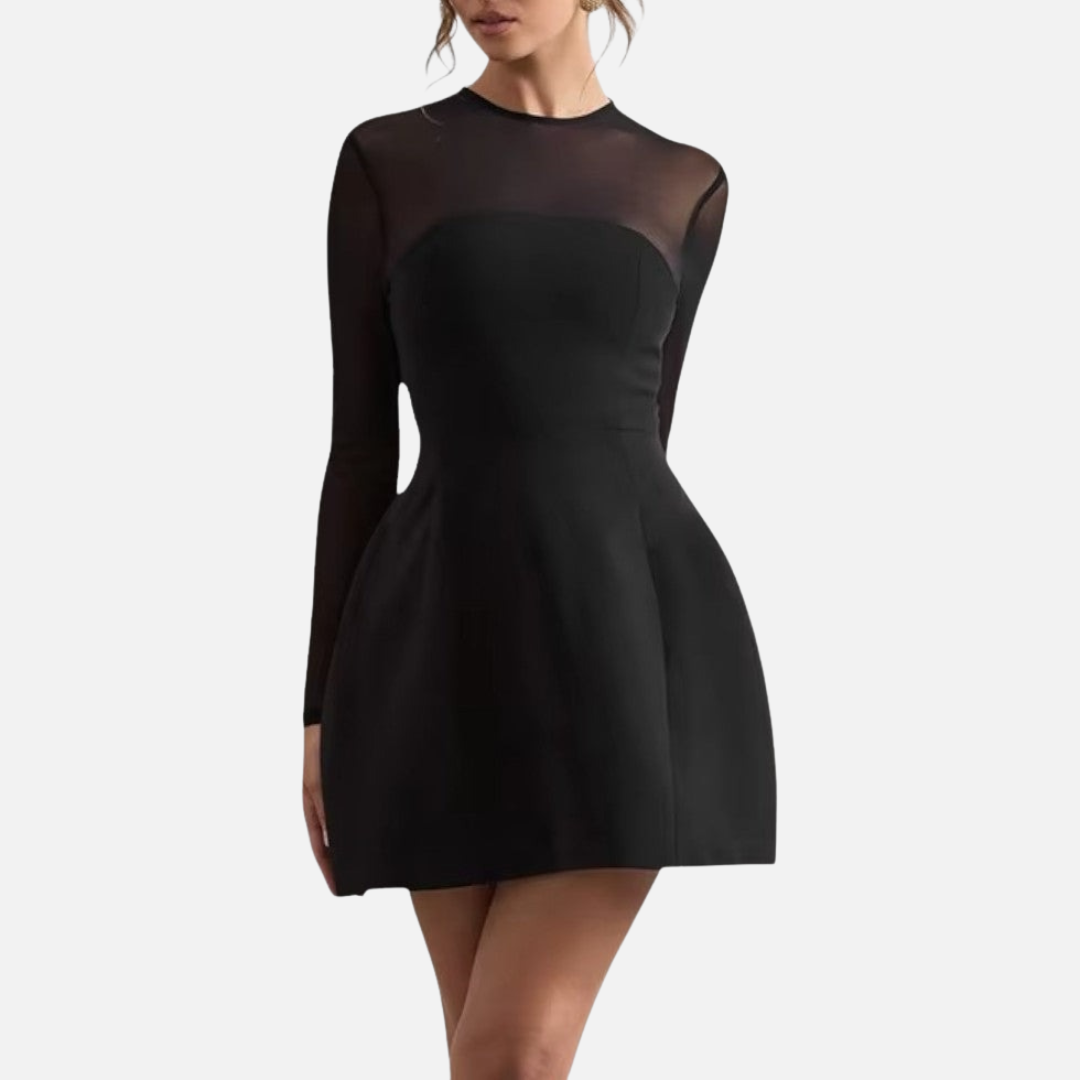 Elegant Black Mini Lace Dress