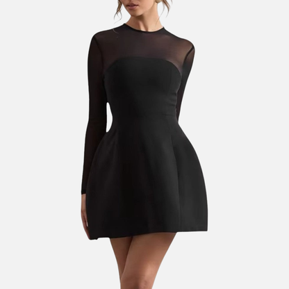 Elegant Black Mini Lace Dress