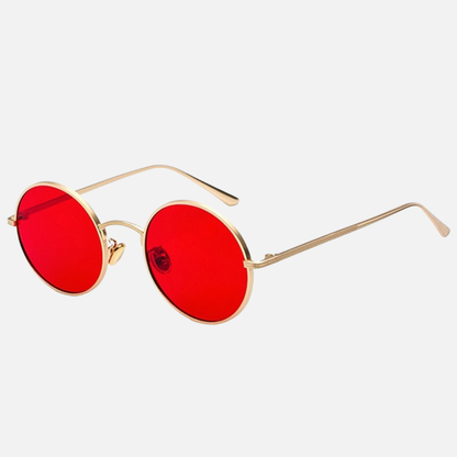Unisex Round Retro Sunglasses - Vintage Circle Metal Frame Sun Glasses