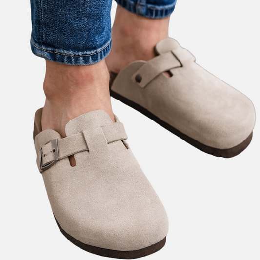 Men’s Suede Clogs – Comfortable Buckle Sandals