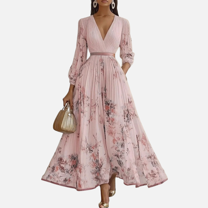 Women's Floral Pleated Maxi Dress