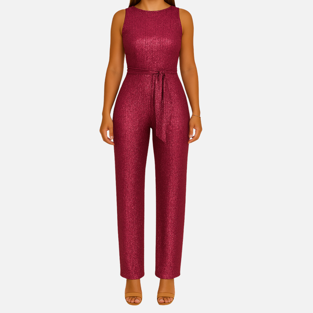 Backless Glitter Jumpsuit – Elegant Party Outfit