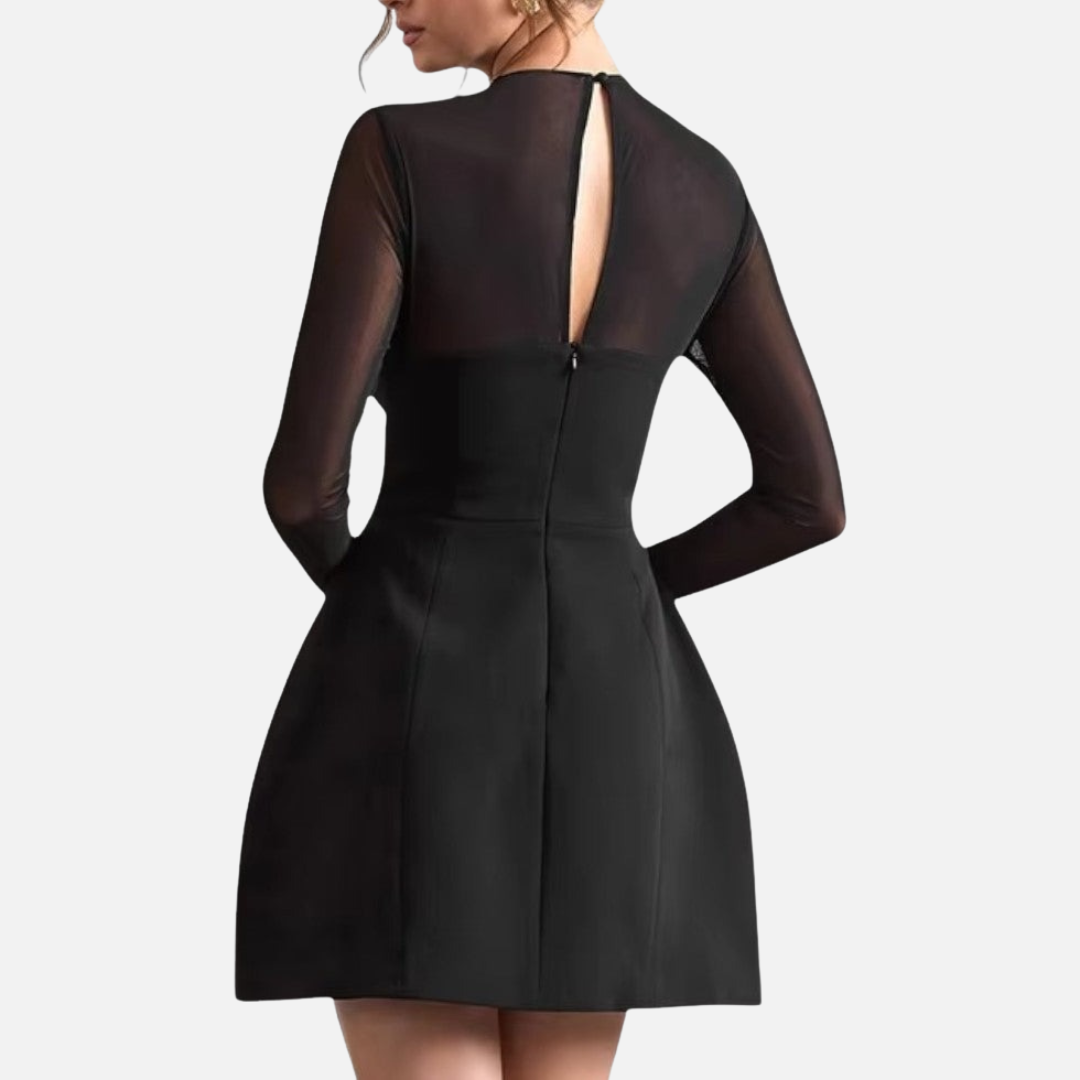Elegant Black Mini Lace Dress