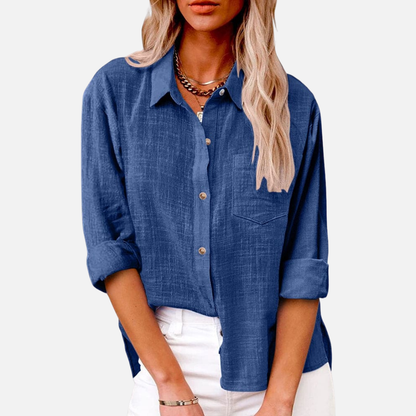 Women's Button-Down Linen Blouse