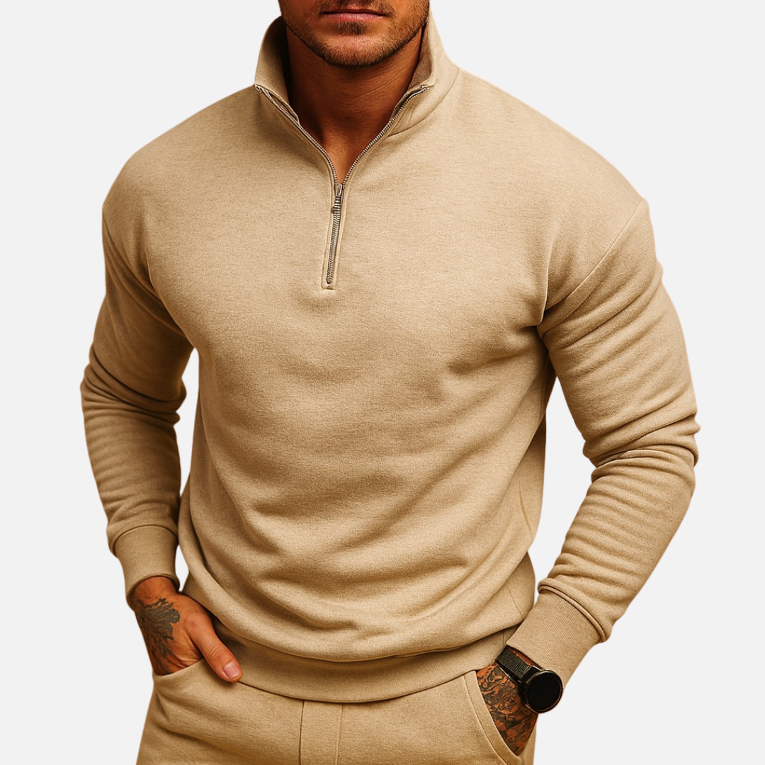 Men's Half-Zip Sweater - Smart Funnel Neck Quarter Zip Pullover