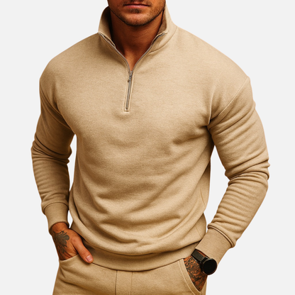 Men's Half-Zip Sweater - Smart Funnel Neck Quarter Zip Pullover