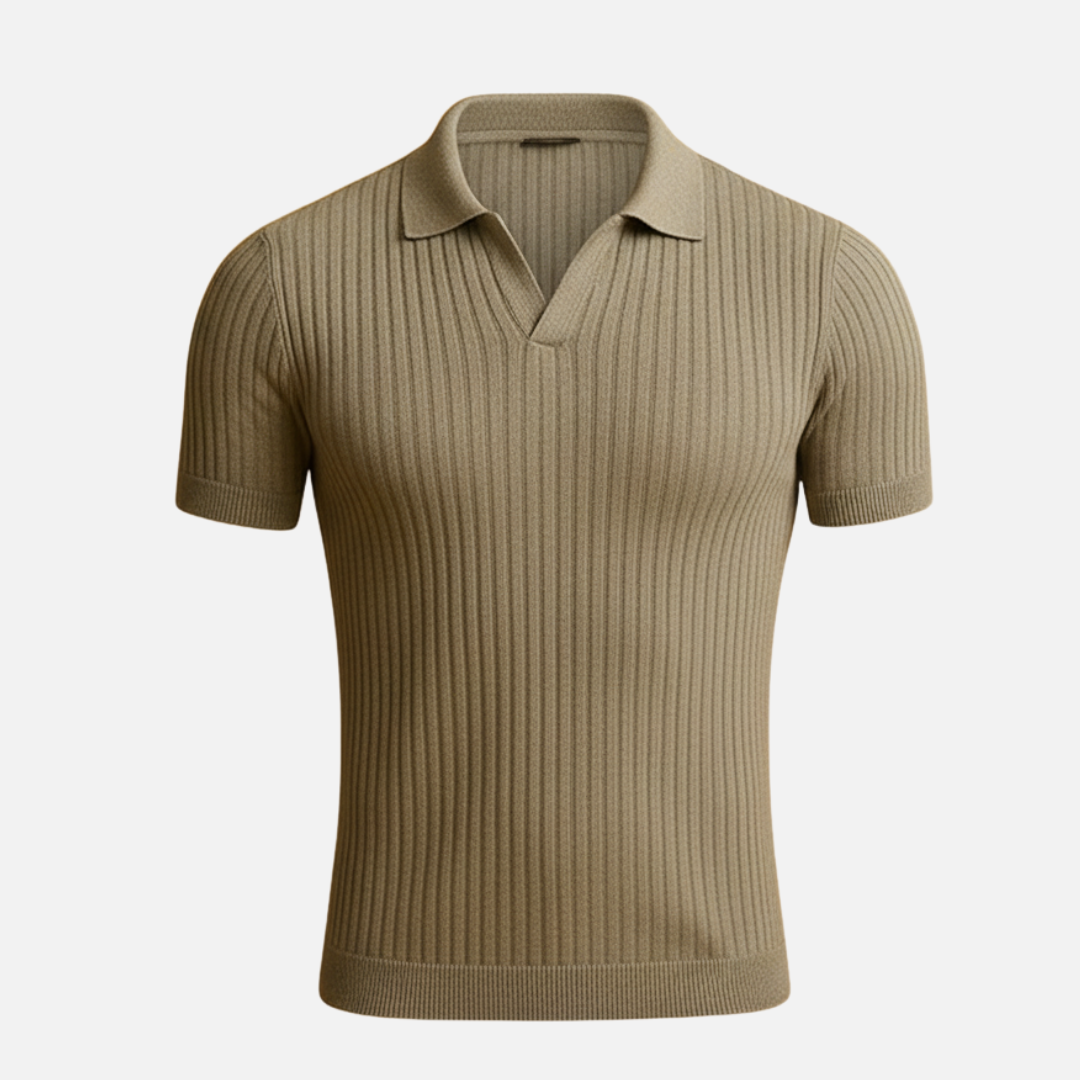 Men’s Slim Fit Ribbed Polo Shirt – Short Sleeve Polo