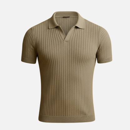 Men’s Slim Fit Ribbed Polo Shirt – Short Sleeve Polo