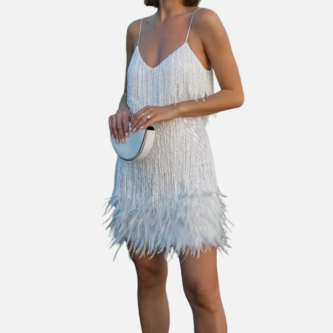 Women's Feather Glam Mini Party Dress