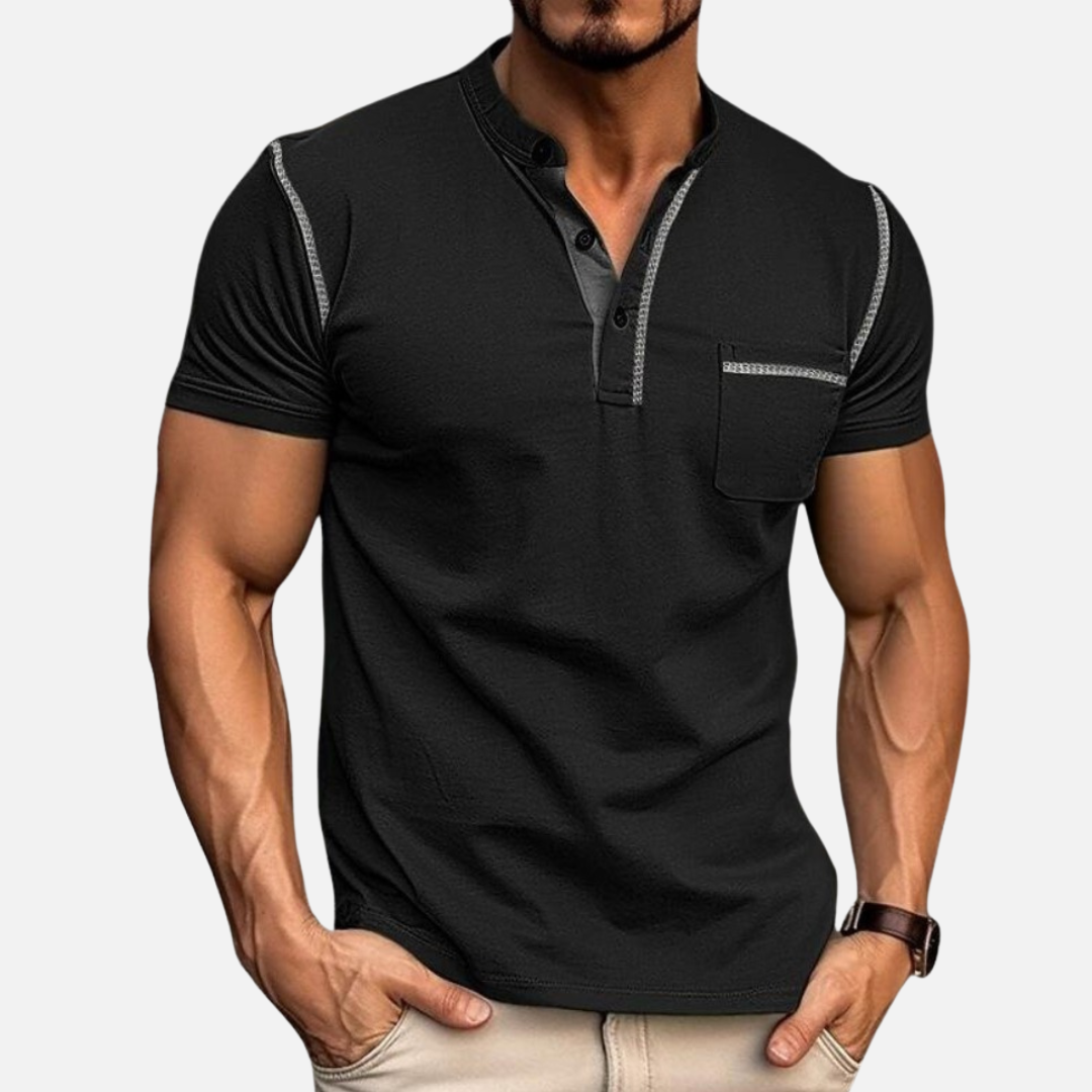 Men’s Casual Henley Polo Shirt