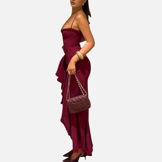 Women’s Red Ruffle Evening Gown