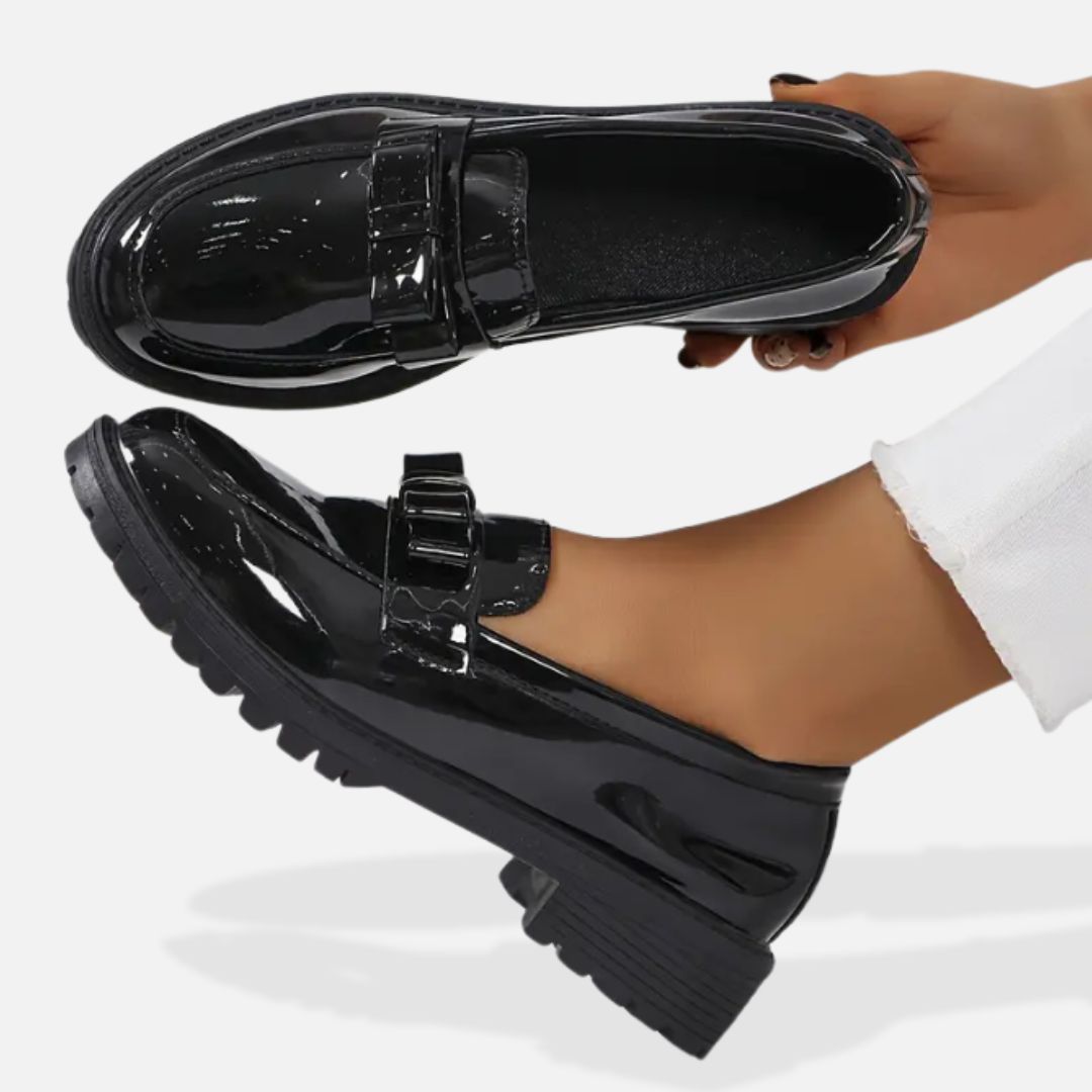 Elara | Women's High Heel Loafers in Glossy Faux Leather