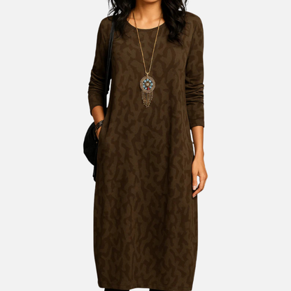 Women's Long Sleeve Abstract Maxi Dress