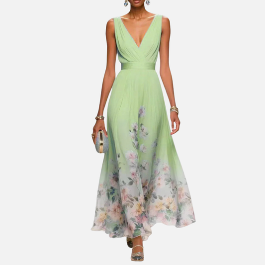 Women's Floral Chiffon Maxi Dress