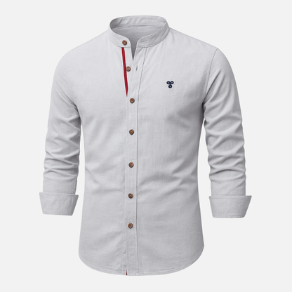 Men’s Button-Up Linen Shirt – Casual Collar