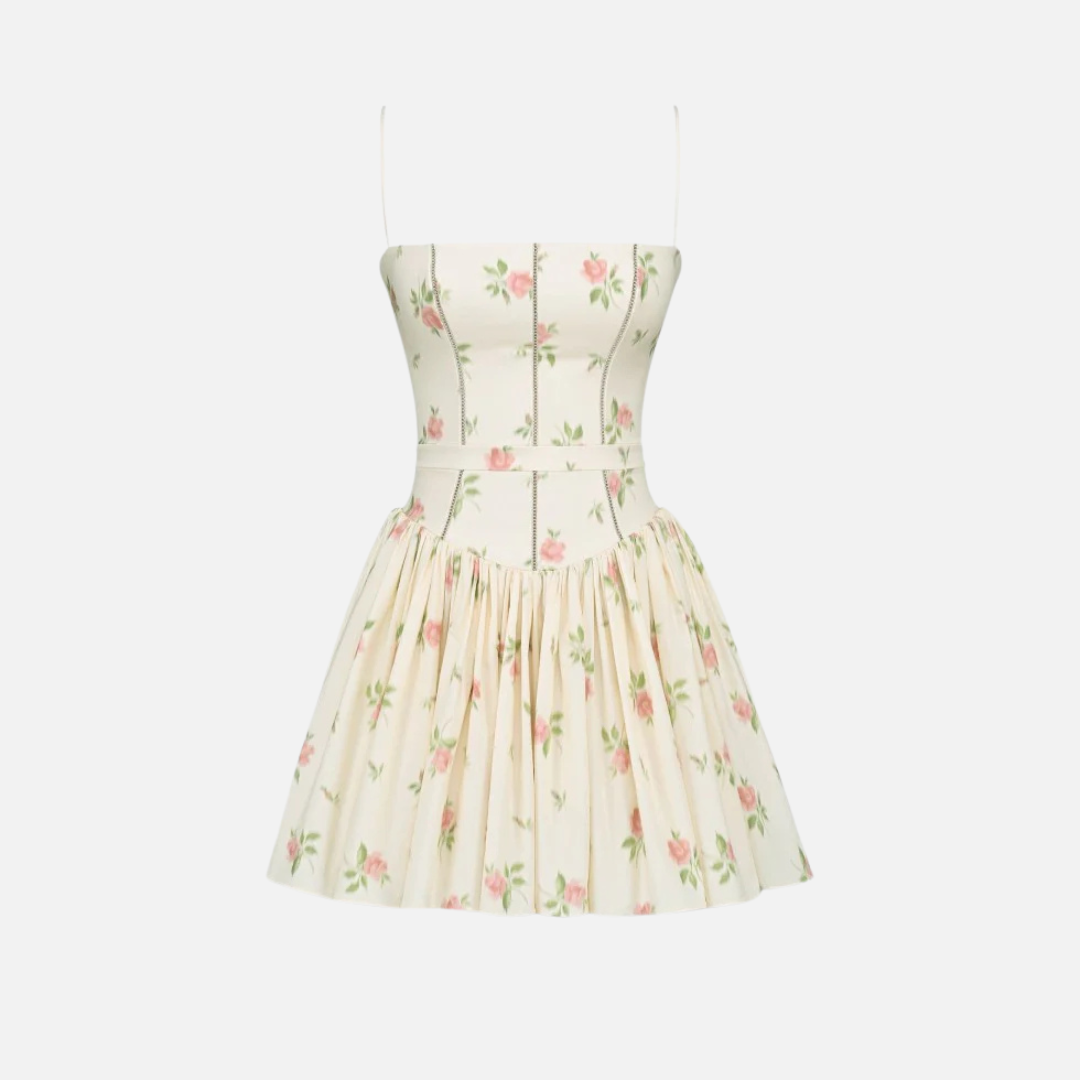 Women's Floral Corset Mini Dress - A-Line Summer Party Sundress