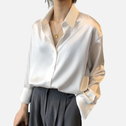 Women’s Satin Button-Up Blouse