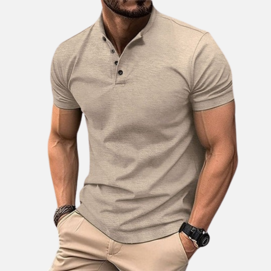 Men's Slim Fit Henley Polo Shirt