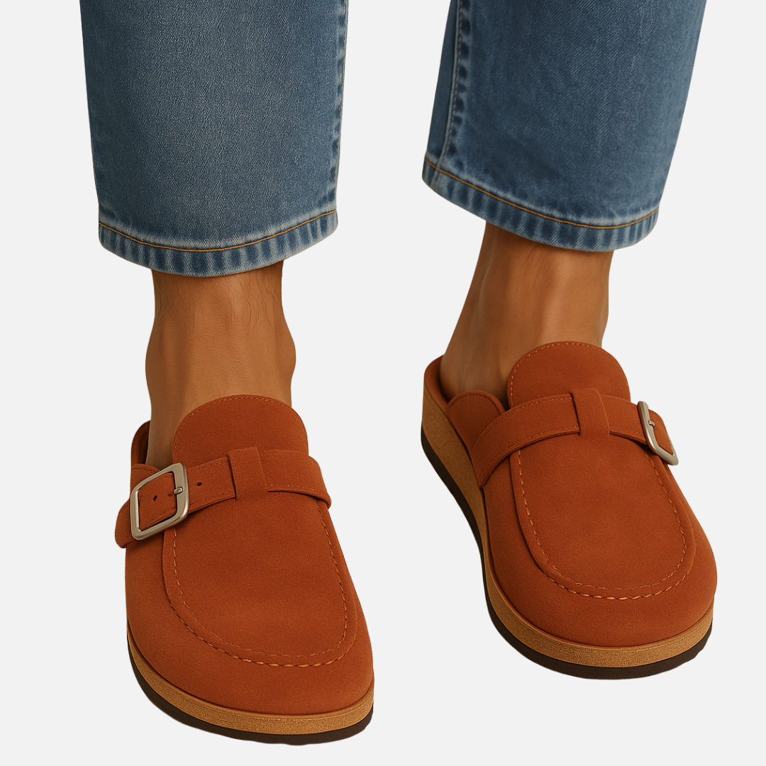 Men’s Suede Buckle Slip-On Mules