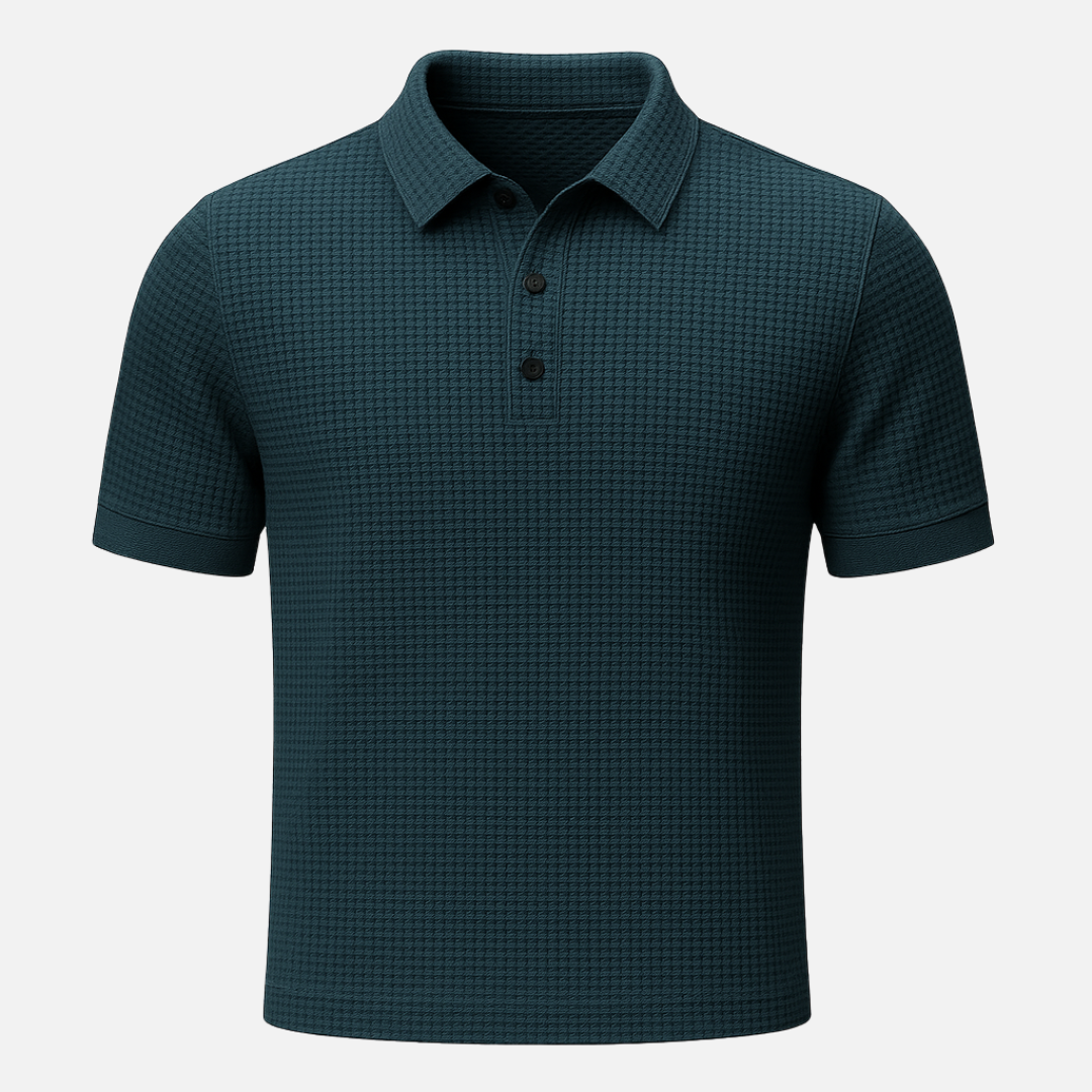 Men’s Textured Polo Shirt – Premium Waffle Knit Short Sleeve