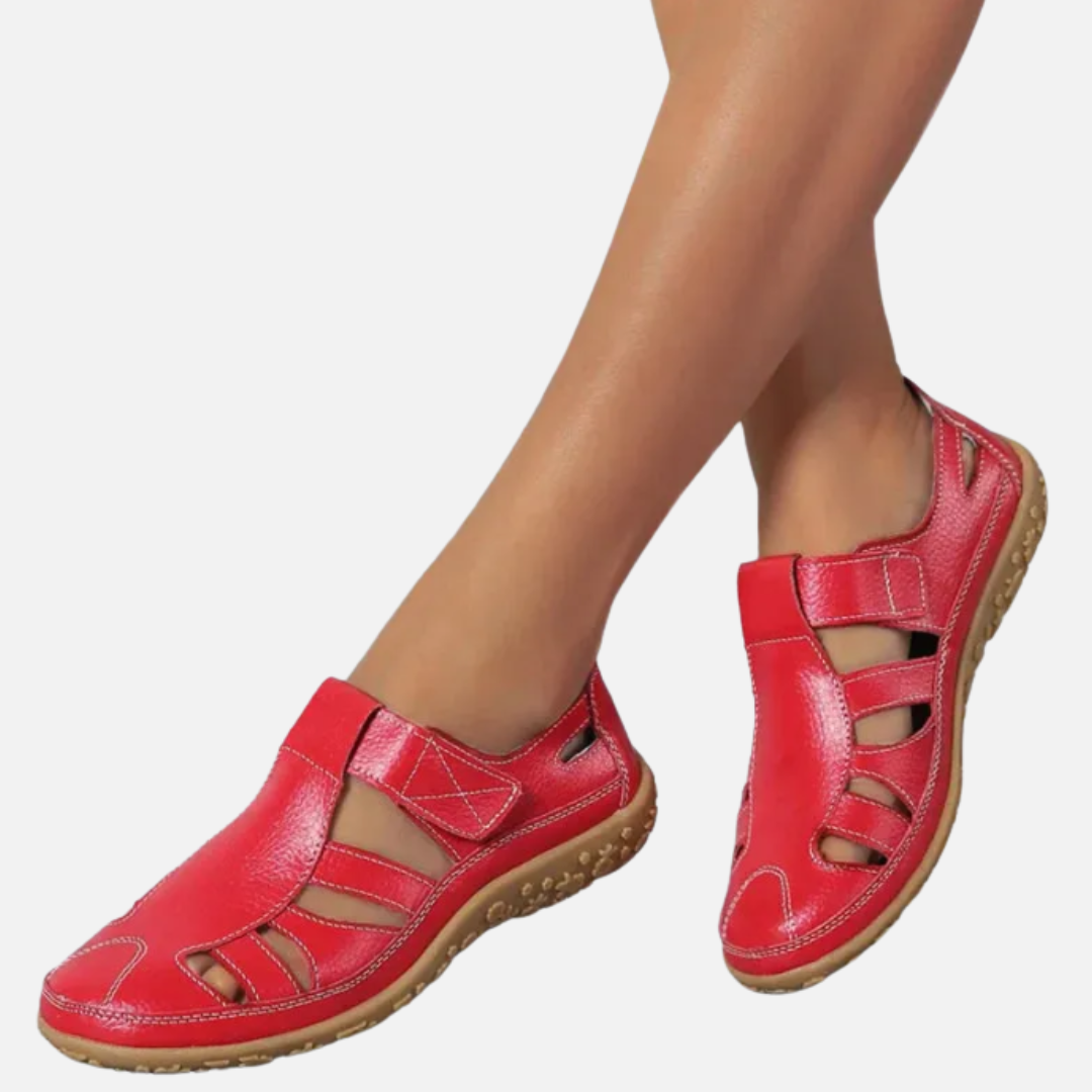 Women's Leather Walking Sandals - Comfortable Arch Support Shoes