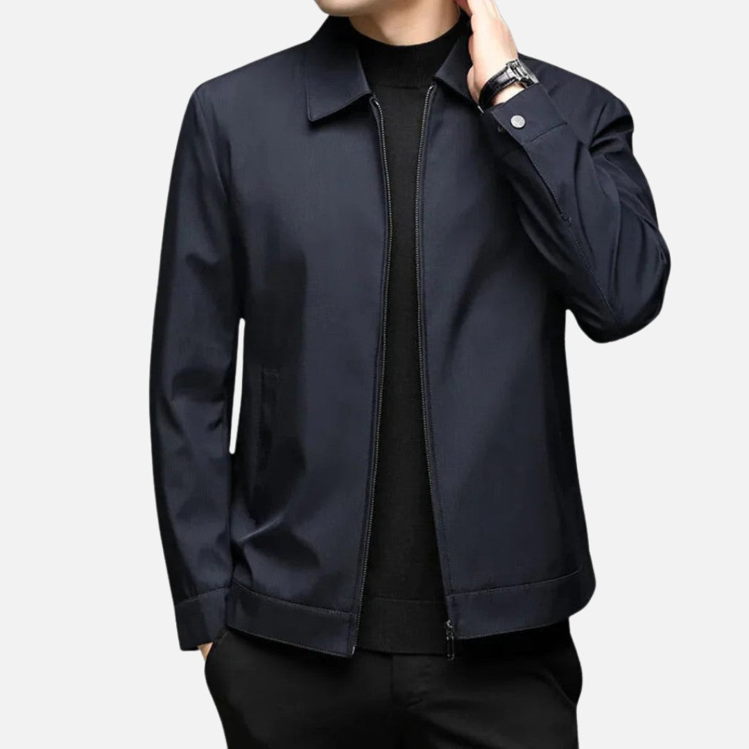 Men’s Casual Black Jacket – Zipper Closure