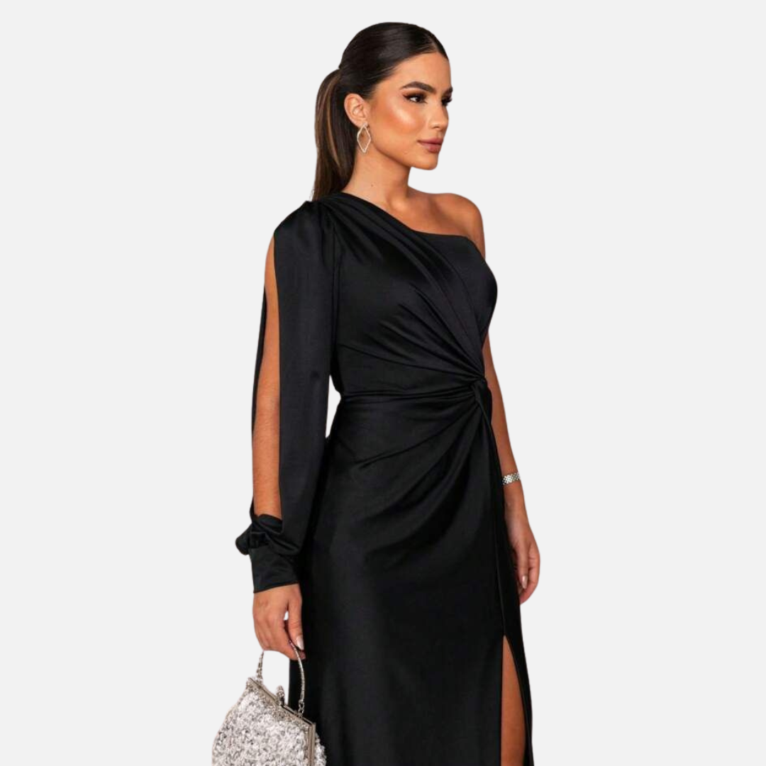 Women’s Off Shoulder Satin Evening Dres