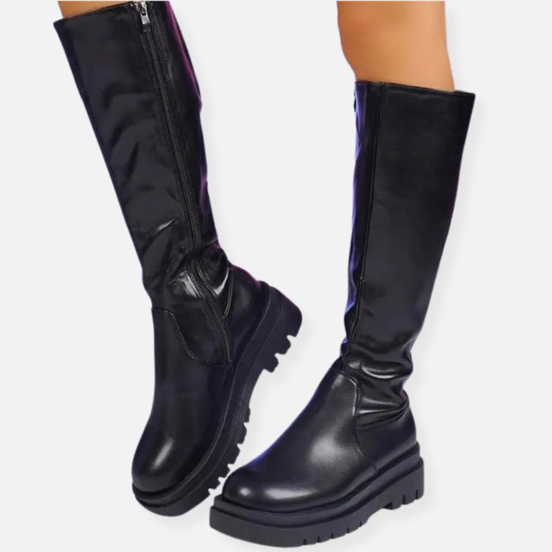 Elara | Women’s Trendy High Faux Leather Boots