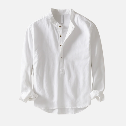 Men's Linen Breathable Long Sleeve Henley Shirt