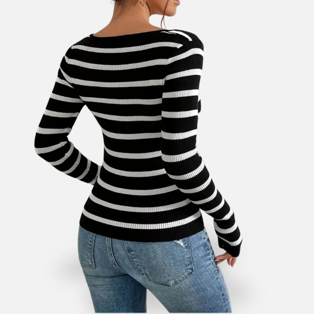 Elara | Women’s Long Sleeve Striped Shirt